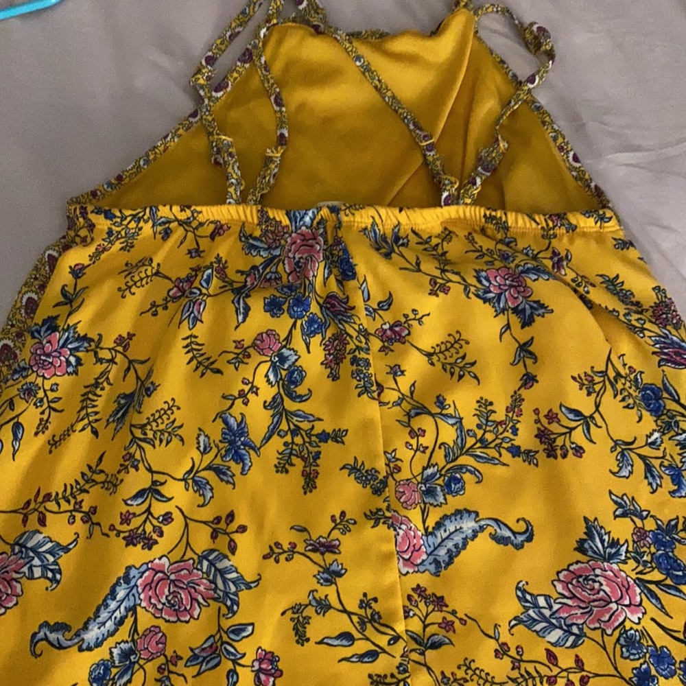 Yellow painting spaghetti strap dress summer - Picture 6 of 7
